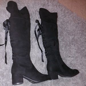 Thigh High Black Suede Boots